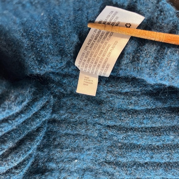 A New Day Womens Blue Chunky Knit Oversized Puff Sleeve Crewneck Sweater Medium - Picture 6 of 7